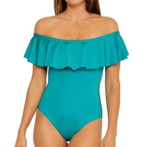 Trina Turk Monaco Off-the-Shoulder Ruffle One-Piece Swimsuit NWT - Size 6/M